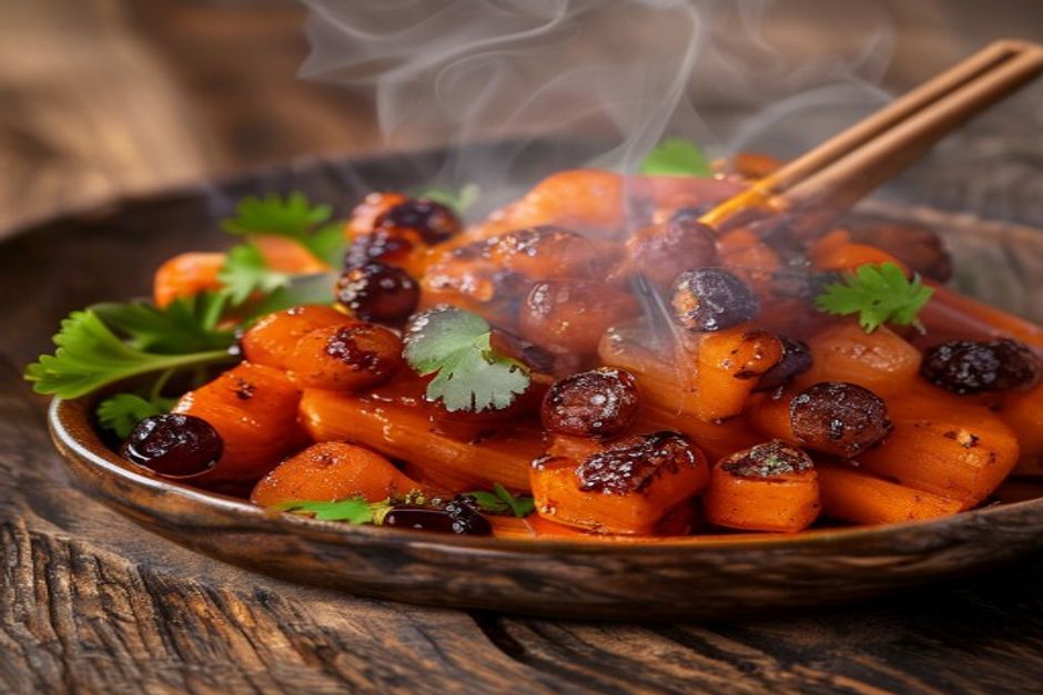 Carottes aux raisins secs et miel